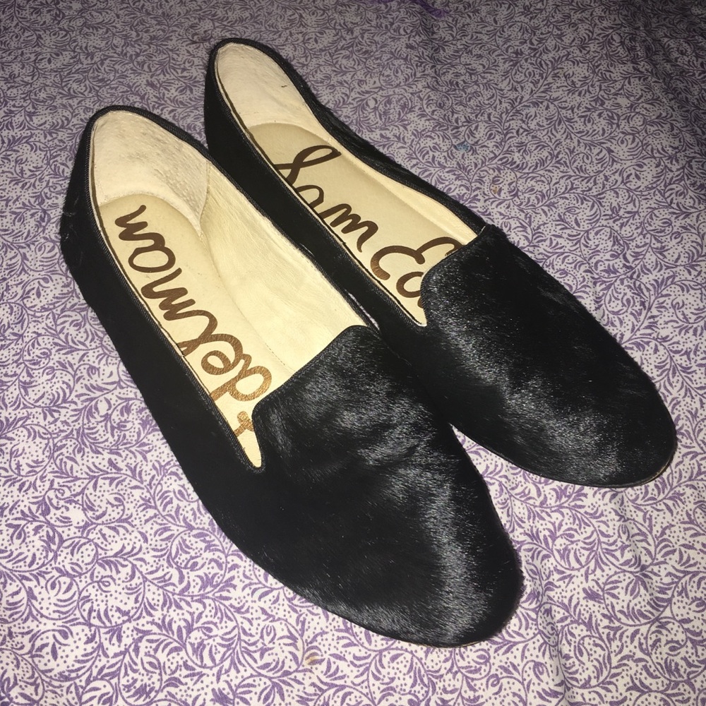 Sam Edelman Black Fur Flats